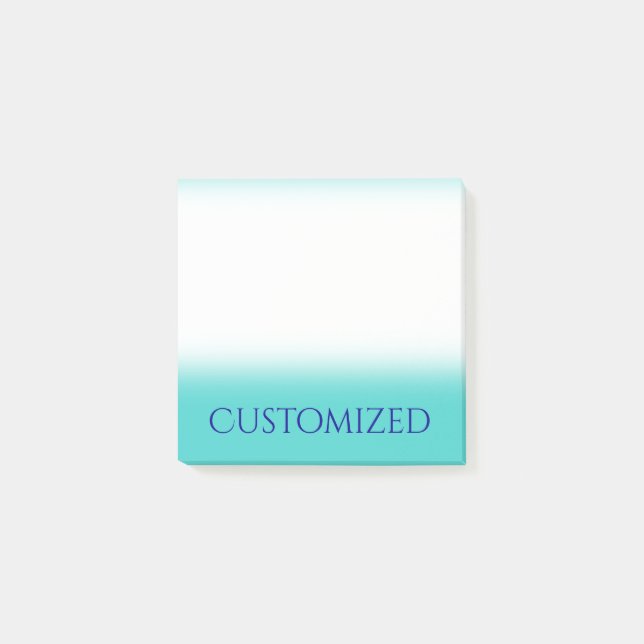 Turquoise Background w/ Dark Blue Elegant Name Post-it Notes (Front)