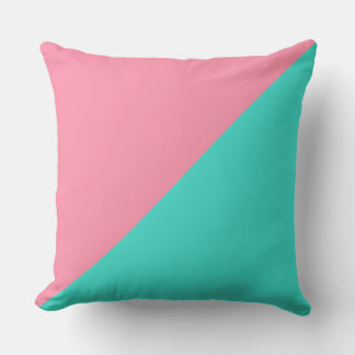 Turquoise & Baker-Miller pink Solid Colour Cushion