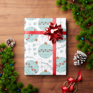 Turquoise ball Christmas wrapping paper