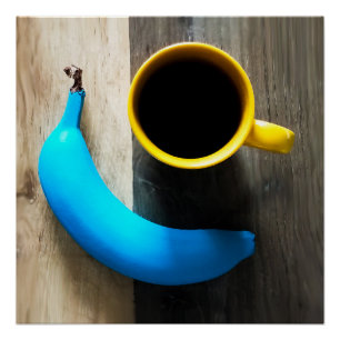 Turquoise Banana and Yellow Coffee Mug – Pop Art Poster
