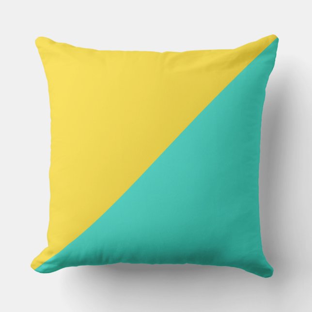 Turquoise & Banana yellow Solid Colour Cushion (Front)