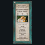 Turquoise Barn Wood Stars Western Wedding Programs<br><div class="desc">Turquoise Barn Wood Stars Western Wedding Programs - features a printed turquoise rustic barn wood frame in a rustic, reclaimed wood frame. The frame has a paint chipped vintage look with a printed antiqued/parchment paper inside. Multiple metal stars are decorated on the front and back. Change the demo picture to...</div>