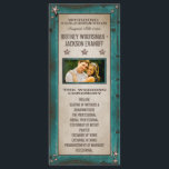 Turquoise Barn Wood Stars Western Wedding Programs<br><div class="desc">Turquoise Barn Wood Stars Western Wedding Programs - features a printed turquoise rustic barn wood frame in a rustic, reclaimed wood frame. The frame has a paint chipped vintage look with a printed antiqued/parchment paper inside. Multiple metal stars are decorated on the front and back. Change the demo picture to...</div>