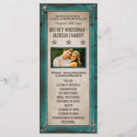Turquoise Barn Wood Stars Western Wedding Programs