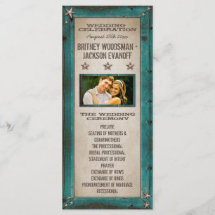 Turquoise Barn Wood Stars Western Wedding Programs