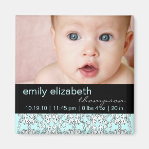 Turquoise Baroque Baby Photo Magnet
