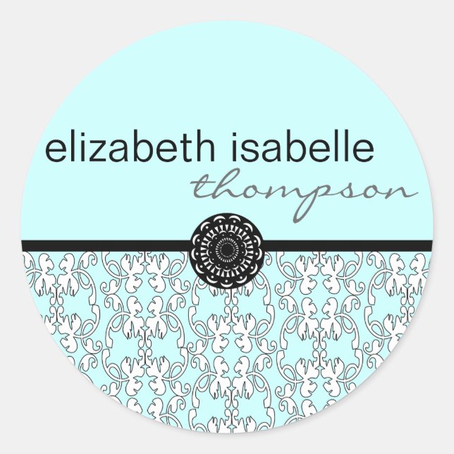 Turquoise Baroque Name Sticker (Front)