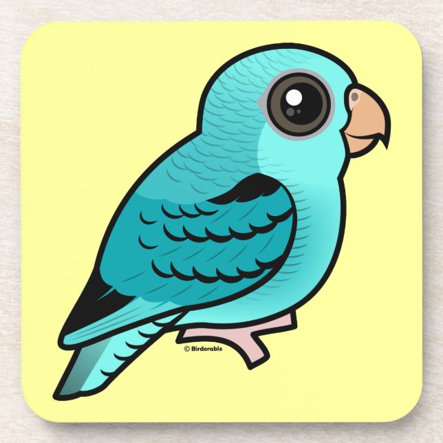Turquoise Barred Parakeet Coaster (Front)
