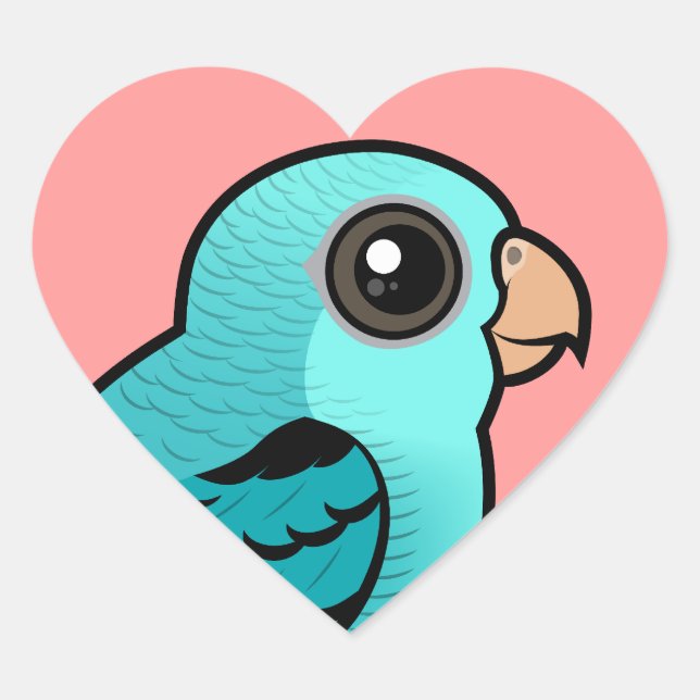 Turquoise Barred Parakeet Heart Sticker (Front)