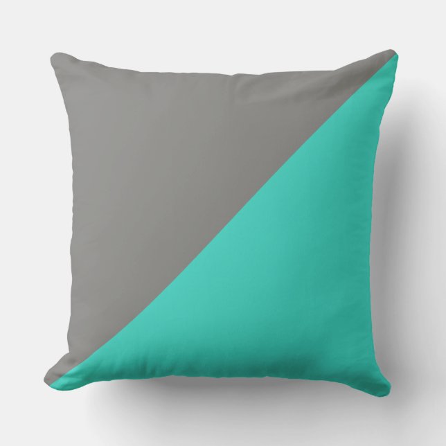 Turquoise & Battleship grey Solid Colour Backgroun Cushion (Front)