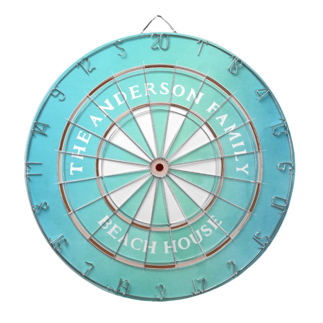 Turquoise Beach House Family Name Dartboard (Front)