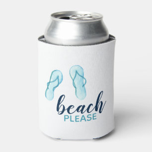 Turquoise Beach Please Flip Flips Personalised Can Cooler