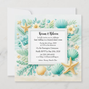 Turquoise Beach Theme Wedding Invitation