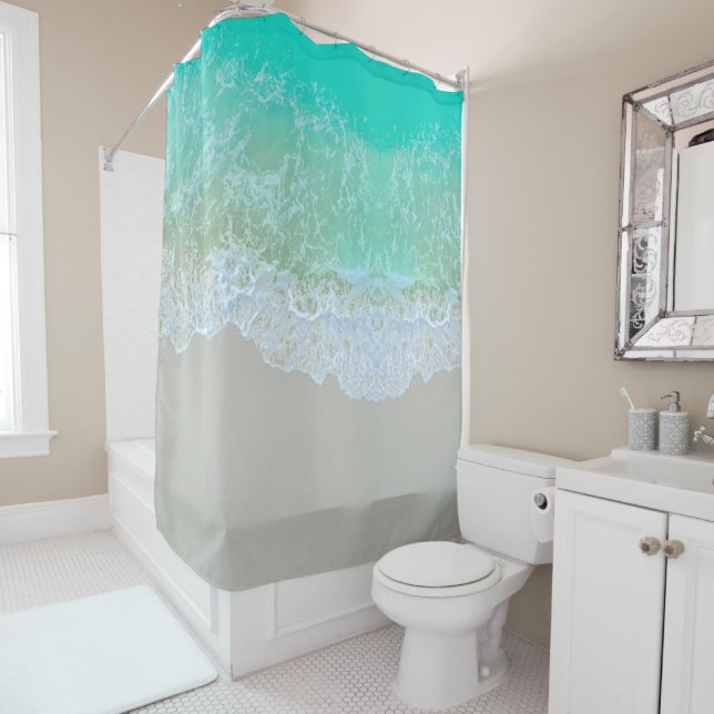 Turquoise Beach Wave Shower Curtain (In Situ)