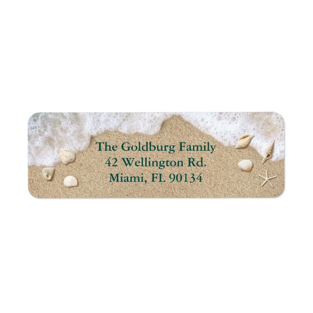 Turquoise Beach Waves Bat Mitzvah Return Address Label (Front)