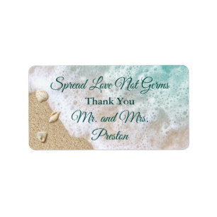 Turquoise Beach Waves Spread Love Hand Sanitizer Label