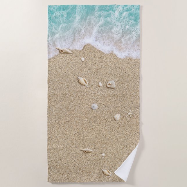 Turquoise Beach Waves Towel (Front)