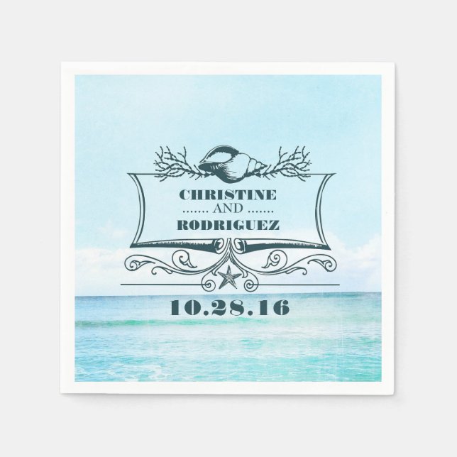 Turquoise Beach Wedding Napkin (Front)