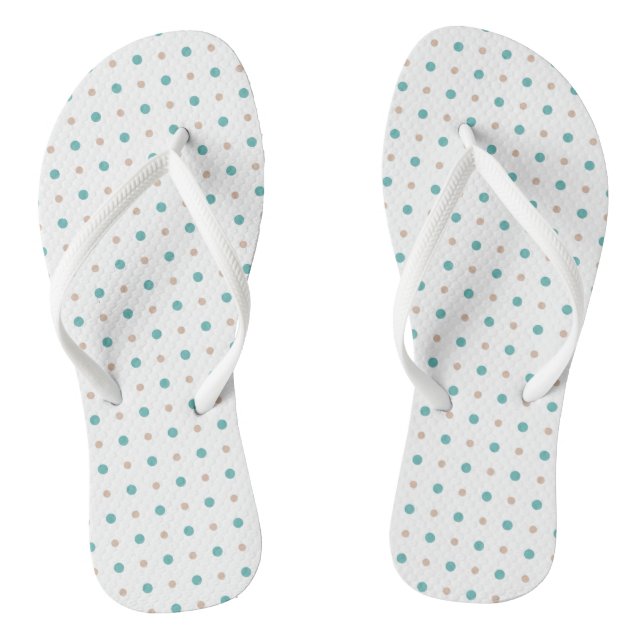 Turquoise, beige and white dots thongs (Footbed)