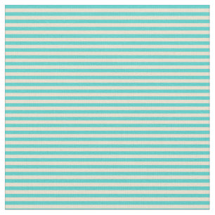 Turquoise & Beige Coloured Lines/Stripes Pattern Fabric