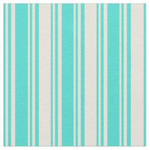 Turquoise & Beige Coloured Lines/Stripes Pattern Fabric