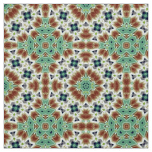 Turquoise beige colourful kaleidoscope ornament fabric