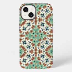 Turquoise beige colourful kaleidoscope ornament iPhone 13 case