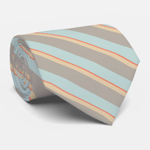 Turquoise Beige Stripes Tie