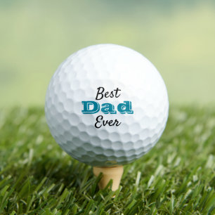 Turquoise Best Dad Ever Typography Cool Modern Golf Balls
