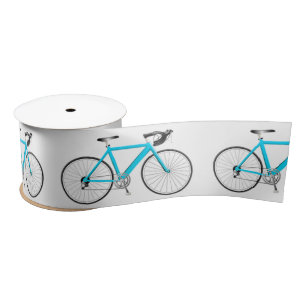 Turquoise Bicycle on White Satin Ribbon