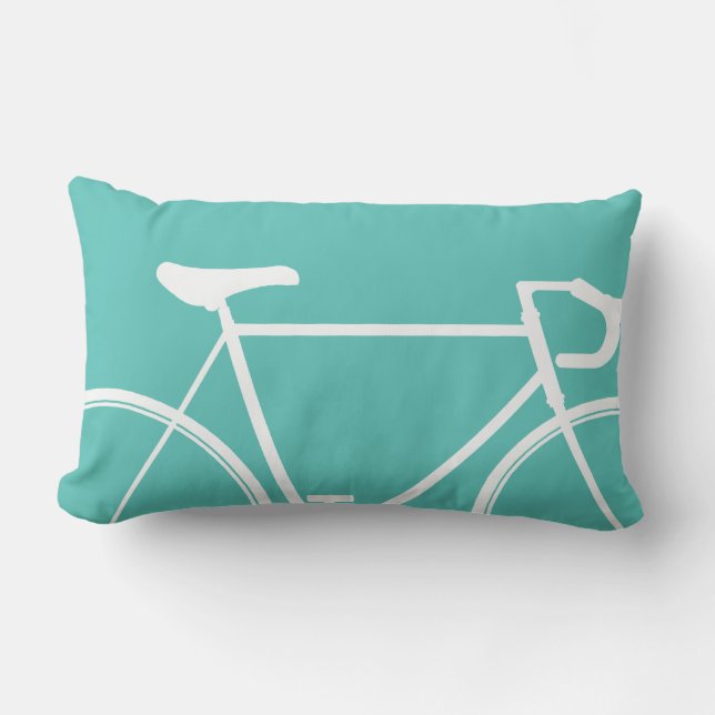Turquoise bike throw pillow (Front)