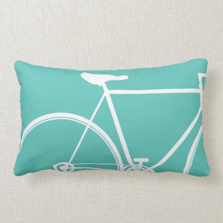 Turquoise bike throw pillow