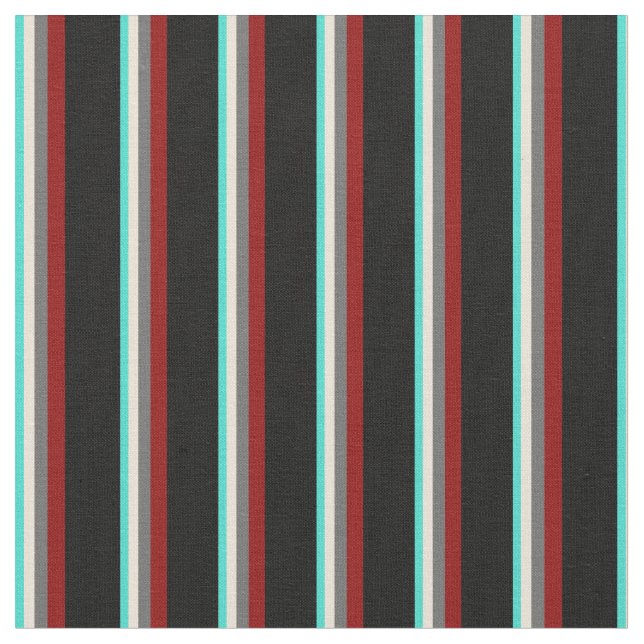 Turquoise, Bisque, Dim Grey, Dark Red, and Black Fabric (Close Up)