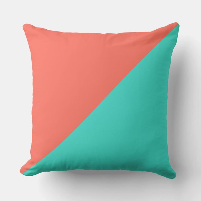 Turquoise & Bittersweet Solid Colour Background Cushion (Front)