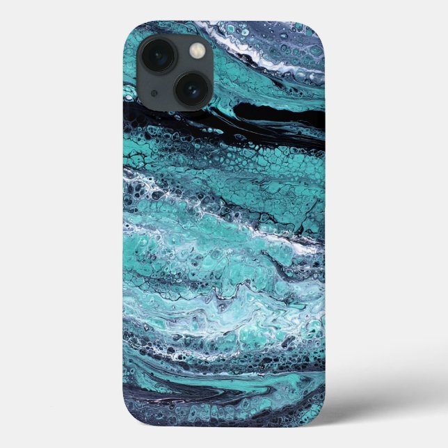 Turquoise & Black Abstract Marble Case-Mate iPhone Case (Back)