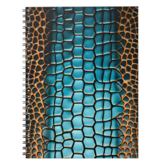 Turquoise Black and Gold Reptile Scale Pattern Notebook