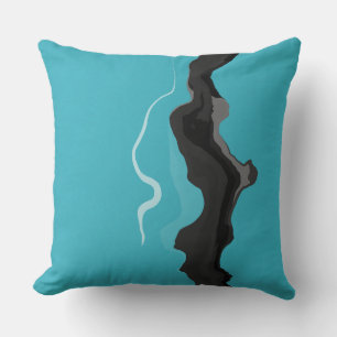 Turquoise, Black and White Abstract Cushion