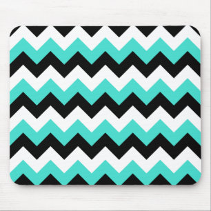 Turquoise Black and White Chevron Mouse Pad
