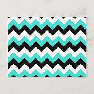 Turquoise Black and White Chevron Postcard
