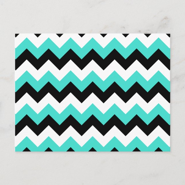 Turquoise Black and White Chevron Postcard (Front)