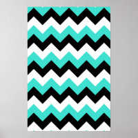 Turquoise Black and White Chevron