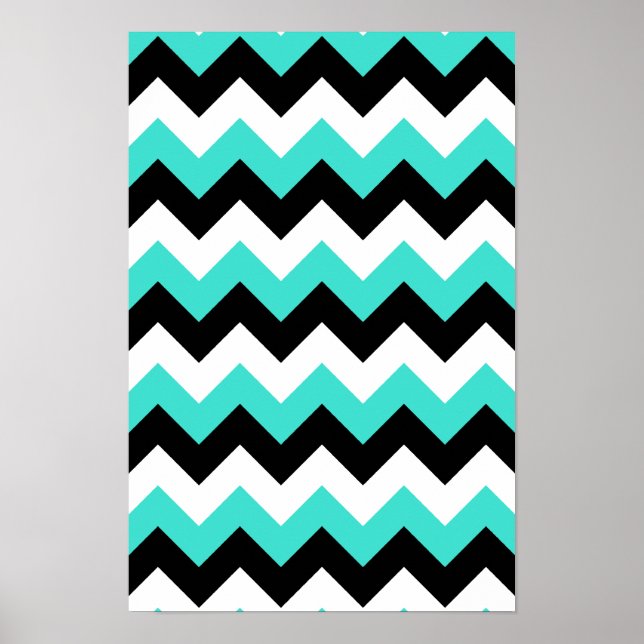 Turquoise Black and White Chevron Poster (Front)