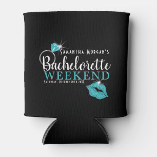 Turquoise & Black Bachelorette Weekend Party Can Cooler