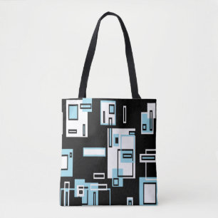 Turquoise Black Blocks Funky Tote Bag