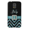 TURQUOISE BLACK CHEVRON GLITTER GIRLY