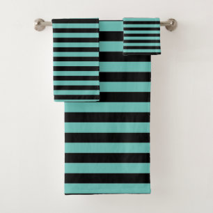 Turquoise & Black contemporary stripe Towel Set