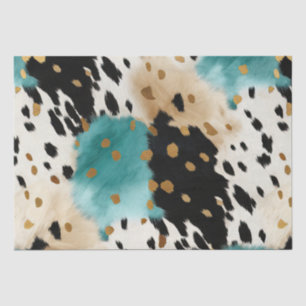 Turquoise Black Cream Gold Western Cowgirl Cowhide Tissue Paper
