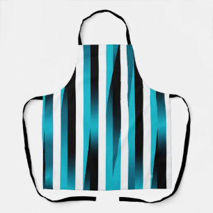 Turquoise Black Gradient Stripe Pattern Apron