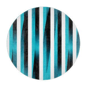 Turquoise Black Gradient Stripe Pattern Cutting Board