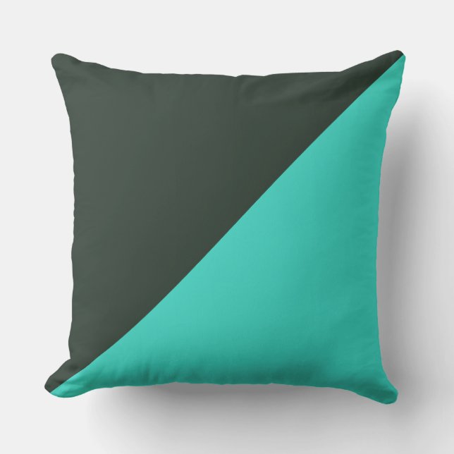 Turquoise & Black green Solid Colour Background Cushion (Front)
